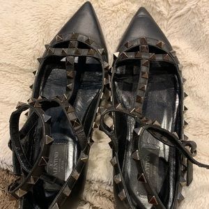 Valentino Double Ankle strap pointy toe flat